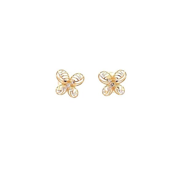 18K Gold Earrings Flower Yellow White 1.27 grams - Picture 11 of 11